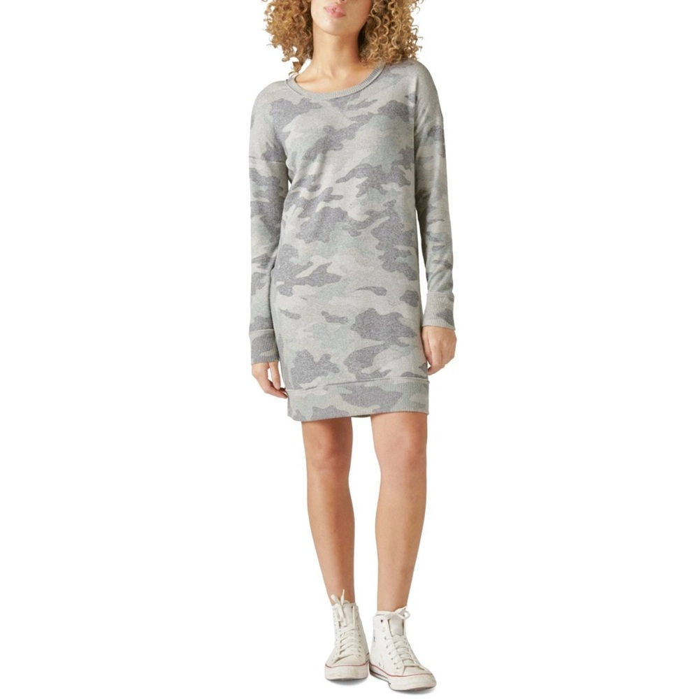 459-Lucky Brand Cloud Jersey Sweatshirt Dress- camo size XL